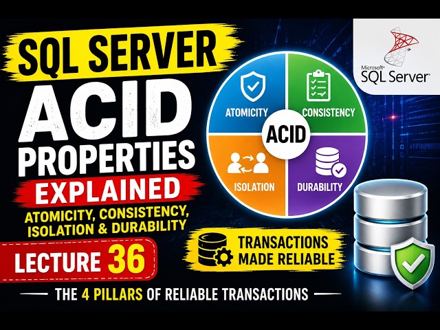 SQL Server ACID Properties Explained | Atomicity, Consistency, Isolation & Durability | Lecture 36