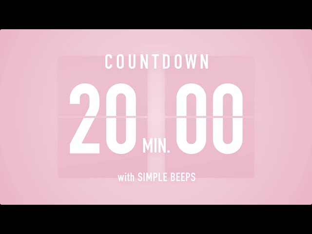 20 Minute Countdown Timer 🌸 Flip Clock with Simple Beeps 🔔