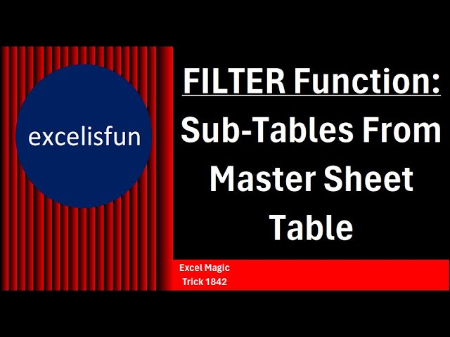 FILTER Function to Create Sub Table from Master Table. Data Validation Too! Excel Magic Trick 1842