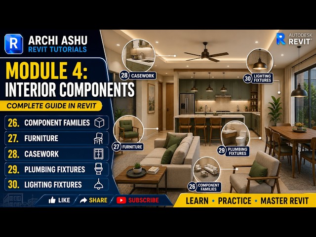 Revit Module 4: Interior Components | Furniture, Casework & Lighting Fixtures | ArchiAshu Revit T...