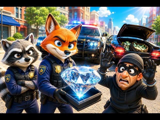 Giant Diamond Robbery Chase with Finn & Rocky! 💎🚨 | Police Chase Song | 3D Cartoon