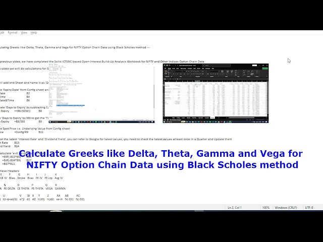 🔬Calculate Greeks Delta, Theta, Gamma and Vega 🧮 NIFTY Option Chain Data Black Scholes method 📑