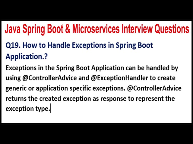 Java Spring Boot & Microservices Interview|Q19. How to Handle Exceptions in Spring Boot Application?