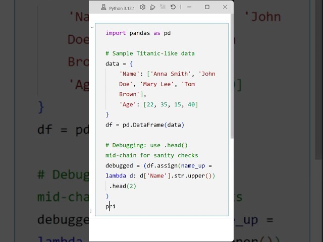 06 Chain Debugging in Pandas: Using Head for Step-by-Step Verification