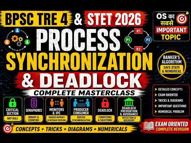 PROCESS SYNCHRONIZATION & DEADLOCK 🔥 |OS Complete Masterclass |BPSC TRE & STET 2026 Computer Science