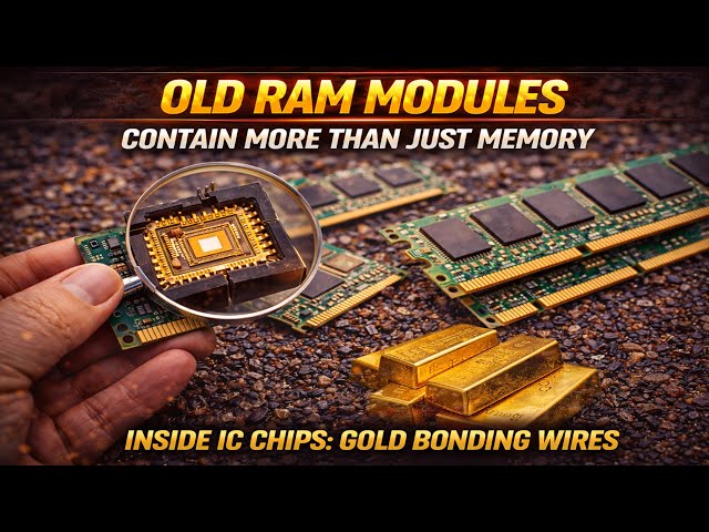Old RAM modules contain more than just memory  inside IC chips gold bonding wires.