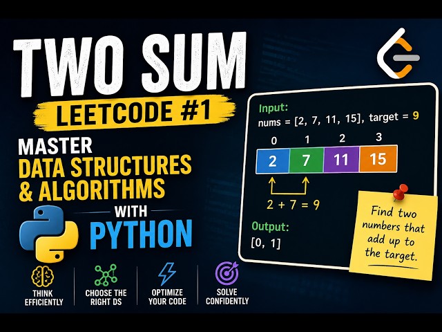 Two Sum   leetcode problem. Master data structures and algorithms with Python.
