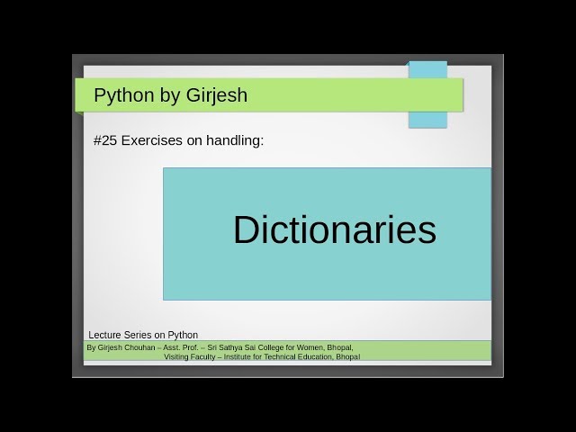 Q.96 to Q.100 Python -  Dictionaries | Nested Dictionaries | Solved Python Practice Exercises