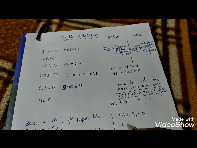 16 bit addition using DAD instruction