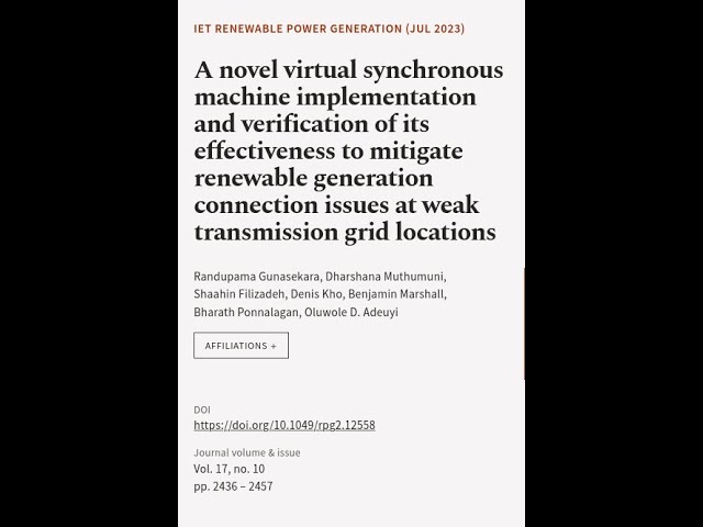 A novel virtual synchronous machine implementation and verification of its effectiven... | RTCL.TV