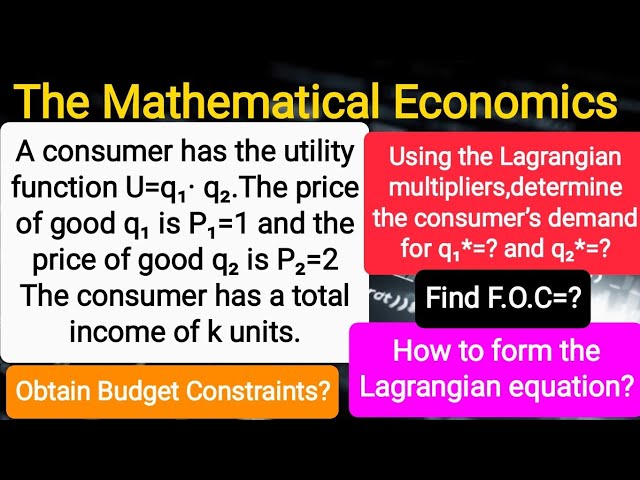 The Utility function U=q₁· q₂.The price of good q₁ & q₂ is respectively P₁=1 & P₂=2.Find q₁* and q₂*
