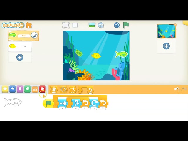 Coding an ABC pattern in ScratchJr - nested events.