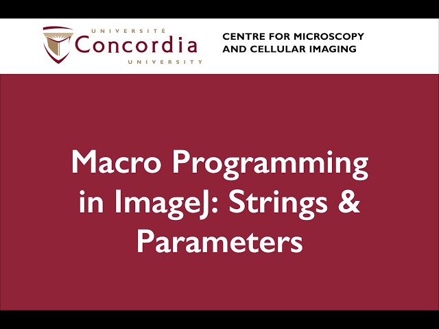 Macro Programming in ImageJ/FIJI: Strings and Parameter Manipulation