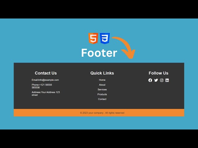 footer html css footer design in html css | Tarun Code