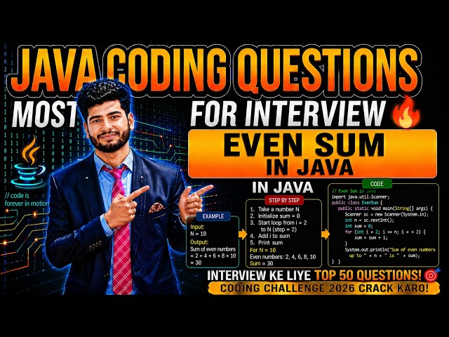 Even Sum in Java | Java Interview Question | Placement Coding Question for Freshers 2026