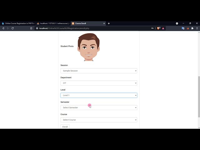 Online Course Registration System in PHP Free Source Code