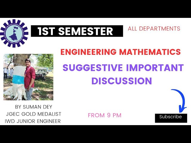 SUGGESTION OF  ENGINEERING MATHEMATICS-I  | WBSCTE | 1ST YEAR | 1ST SEMESTER  | ALL DEPARTMENTS