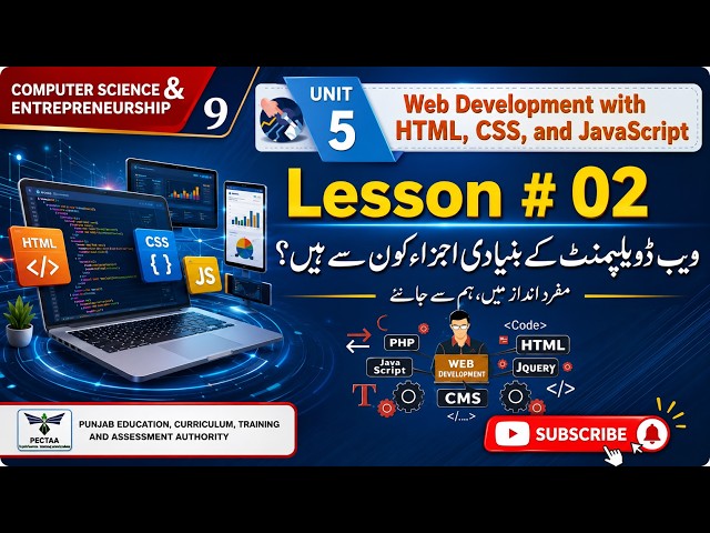 Basic Component of a Web Page | HTML, CSS & JavaScript | Grade 9 Computer Science | Punjab Board PTB
