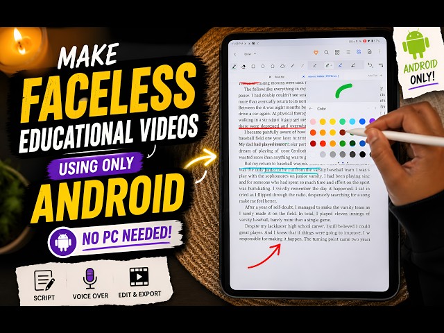 How to Make Faceless Educational Videos Using Android Tablet (No PC) | Complete Guide ✍🏼🗒️