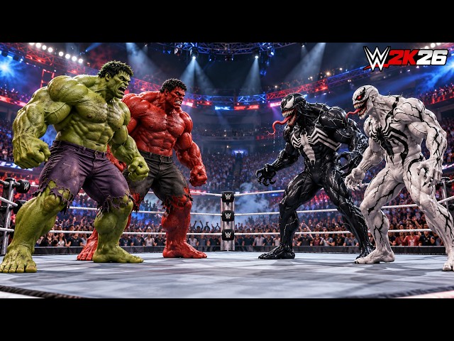 Hulk & Red Hulk vs Venom & Anti-Venom! 😈 WWE 2K2K EPIC 2v2 Match