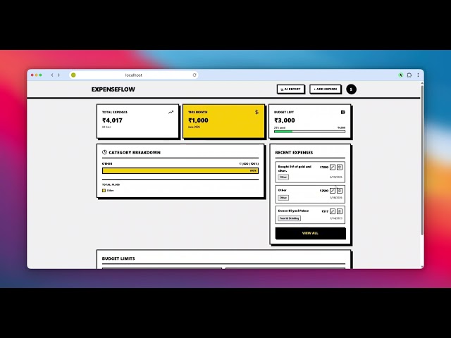 Ai Expense Tracker - ExpenseFlow | Full Stack React + Node.js + MongoDB.