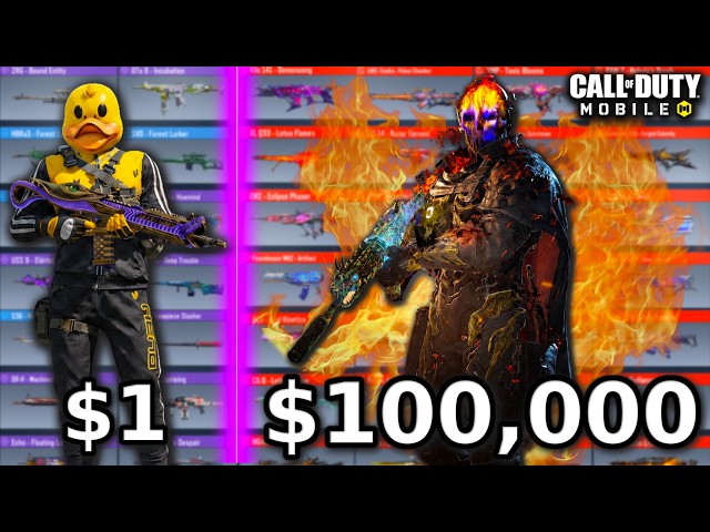 $1 vs $100,000 COD MOBILE ACCOUNT