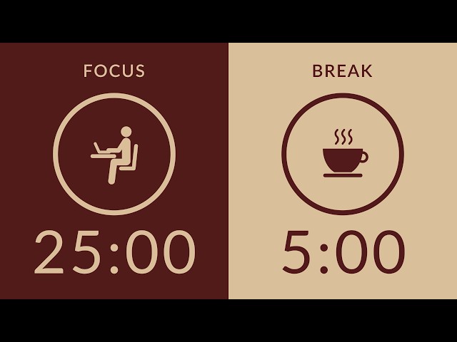25/5 Pomodoro Timer with Brown Noise 🎧 2-Hour Study with Me for Deep Focus & ADHD ✨