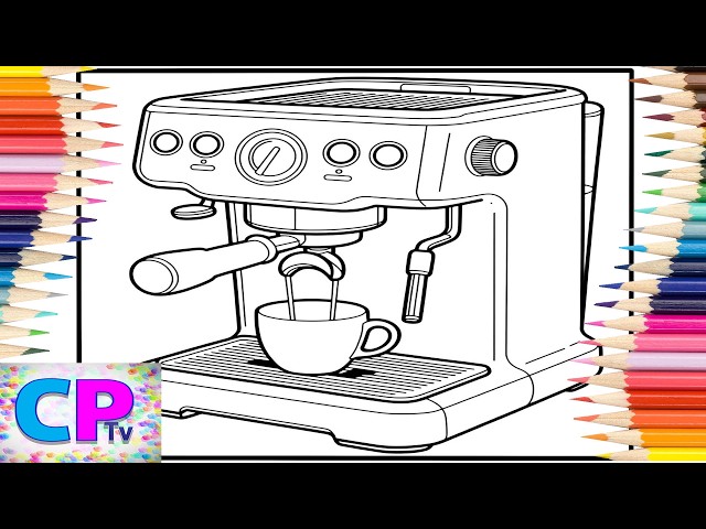 Coffee Machine/Household Appliances/Coloring Ideas/Drawing of Coffee Machine/Relaxing Coloring Pages