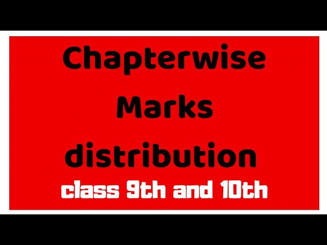 Chapterwise  Marks Distribution Class-9 and Class-10 and final Marks distribution