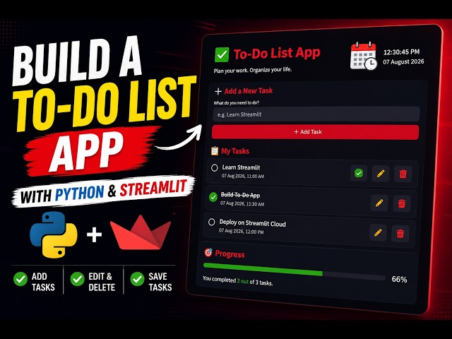 How to create a To-Do List App with Python & Streamlit | Beginner Project