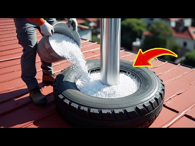 Pour Foam Beads into old car tire. Amazing inventions from a 60 year old builder!