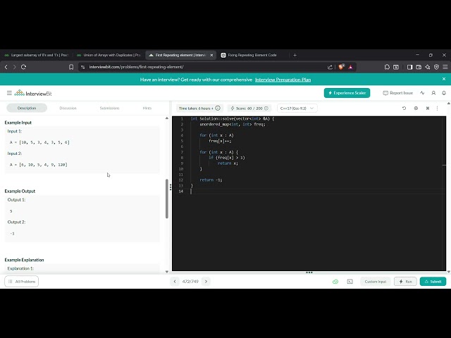 First Repeating Element | InterviewBit Solution in C++ | Hashing Interview Question