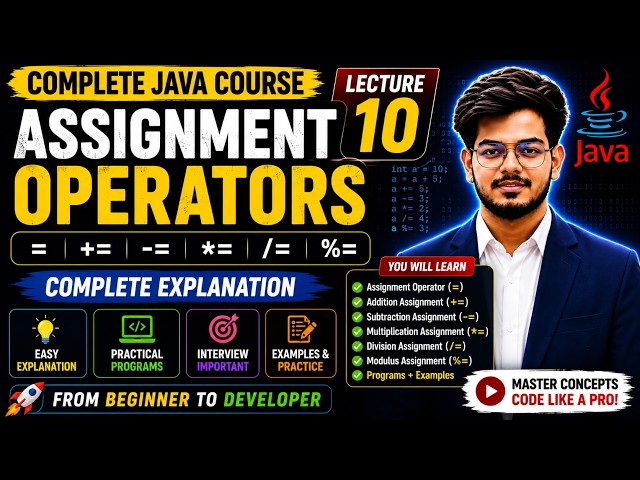 Java Assignment Operators Explained with Examples | Complete Java Course in Hindi | Lecture 10