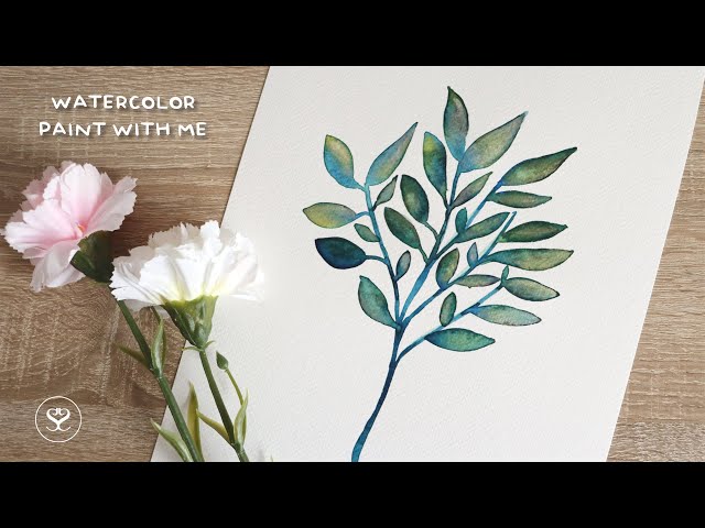 Layering Watercolor & painting leaves - relaxing & calm music