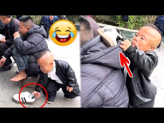A 99cm-tall person pranks passersby by hiding their shoes!