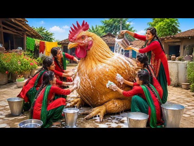 🍗 Giant Chicken Biryani Feast In Village#chicken #village 