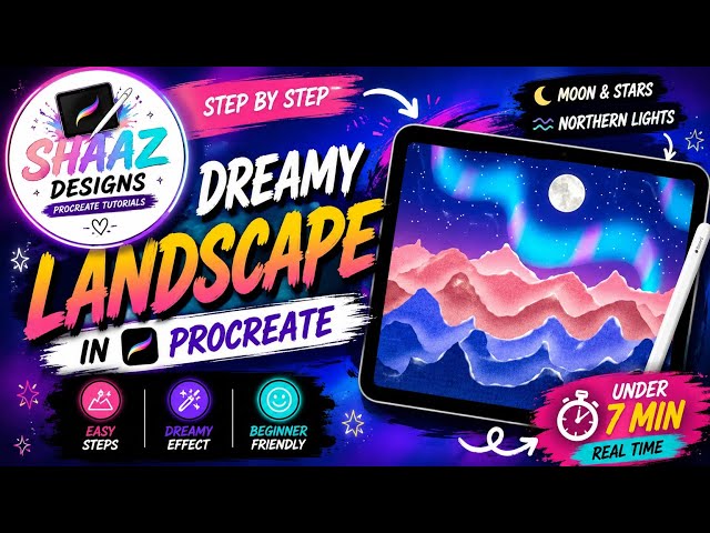 Dreamy Mountain Landscape in Procreate 🌌 | Easy Step-by-Step Tutorial for Beginners