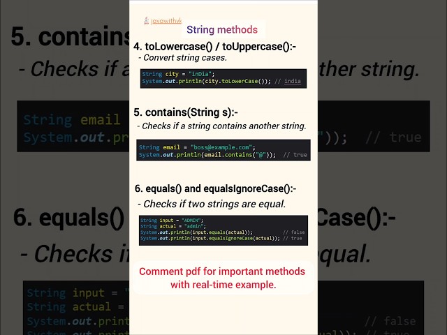 String methods in java.   #java #javawithvk #ai #fyp #code #coding #programming #learning