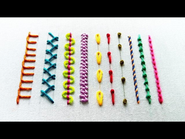 10 easy basic stitch tutorial || Beautiful hand embroidery design || Basic stitch