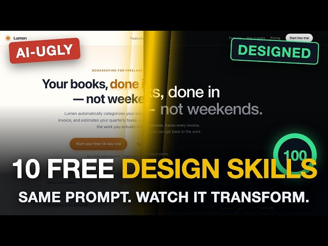 I Ran One Ugly AI Site Through 10 Design Skills — Watch It Transform (Real Results)