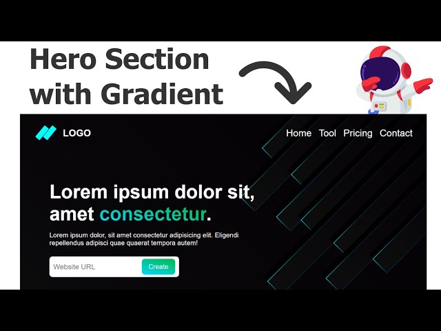 Hero Section with Background Image, Gradient Text & Input Form