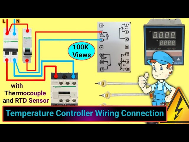 Temperature Controller Wiring Connection with Thermocouple Sensor and RTD Sensor
