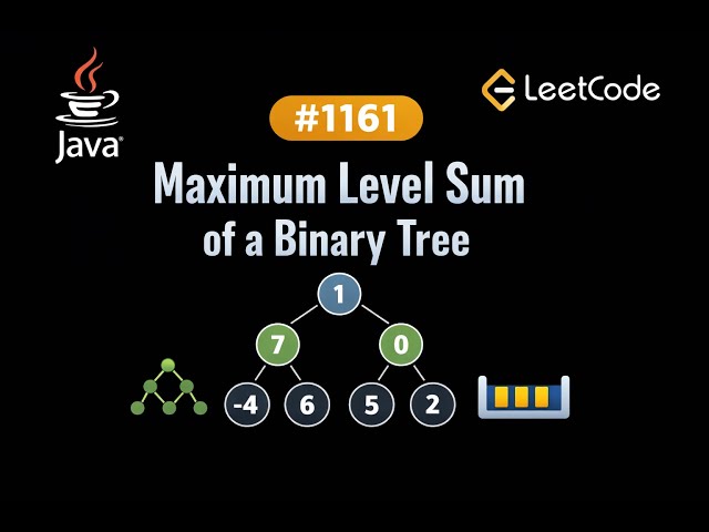 LeetCode 1161: Maximum Level Sum of a Binary Tree | Java Solution | BFS/Level Order Traversal