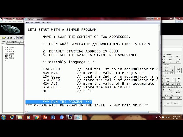 SWAPING OF TWO NUMBERS USING 8085 MICROPROCESSORS SIMULATOR