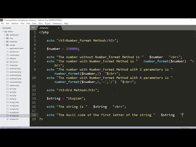 PHP Tutorial #15 String Methods (Number_Format, Ord, Parse_Str, Print and Printf )