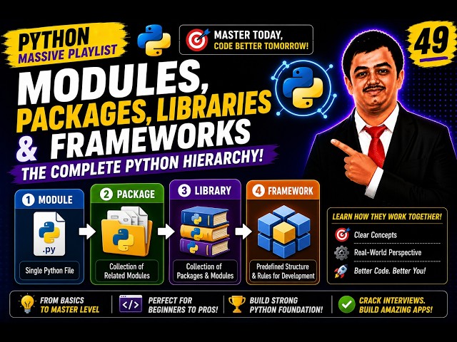 Python Video 49🐍 Module vs Package vs Library vs Framework 🚀 | Complete Python Ecosystem Explained