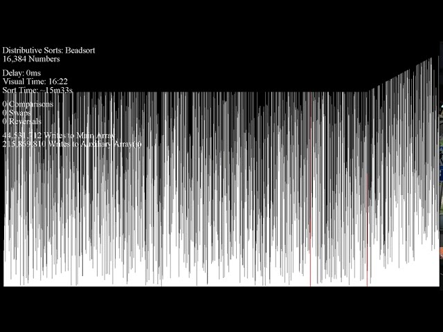 Bead sorting a random array with 16384 numbers