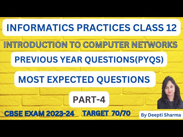 Introduction to Computer Networks Class 12 Important Questions | Computer Networks PYQ  | CBSE Exam