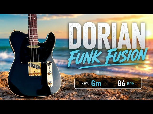 Dorian Funk Fusion Guitar Backing Track Jam in Gm | 86 BPM