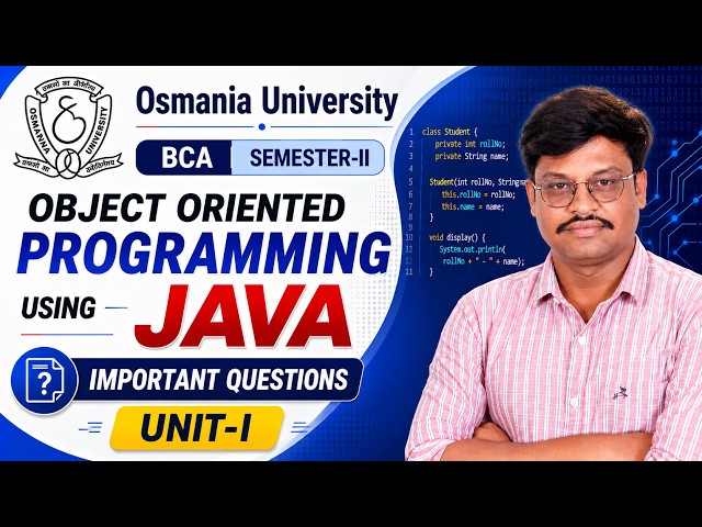 🚀 Revise Unit-I OOP Using JAVA in One Video | OU BCA Semester-II #degree #exam #bca #important